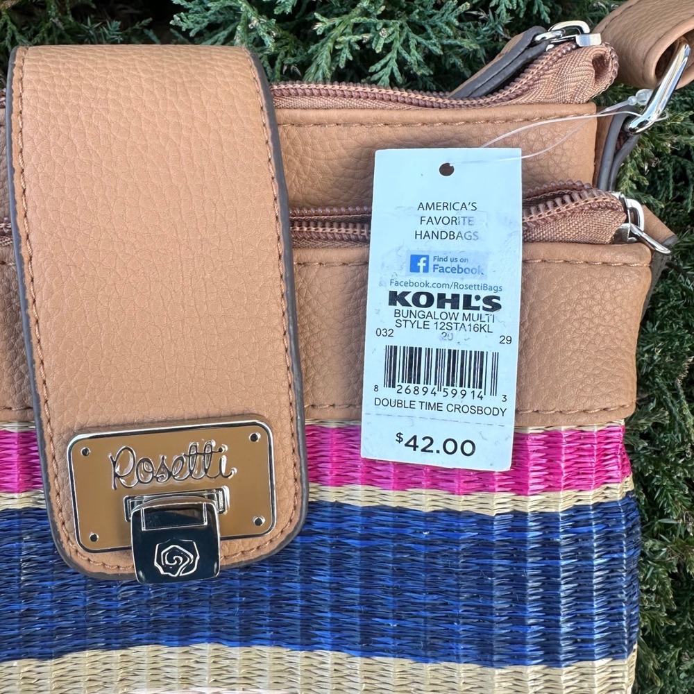 Rosetti Women's Bungalow Multi Double Time Faux Leather/Woven Crossbody Bag NWT - Picture 4 of 11
